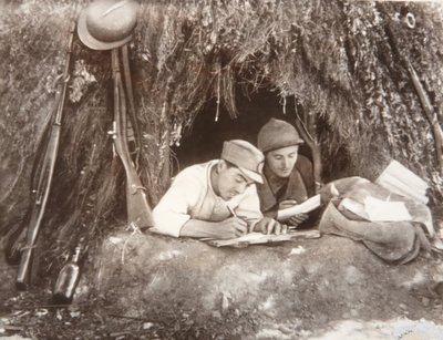 General Miajas Militiamen Writing Letters by Unbekannt Unbekannt